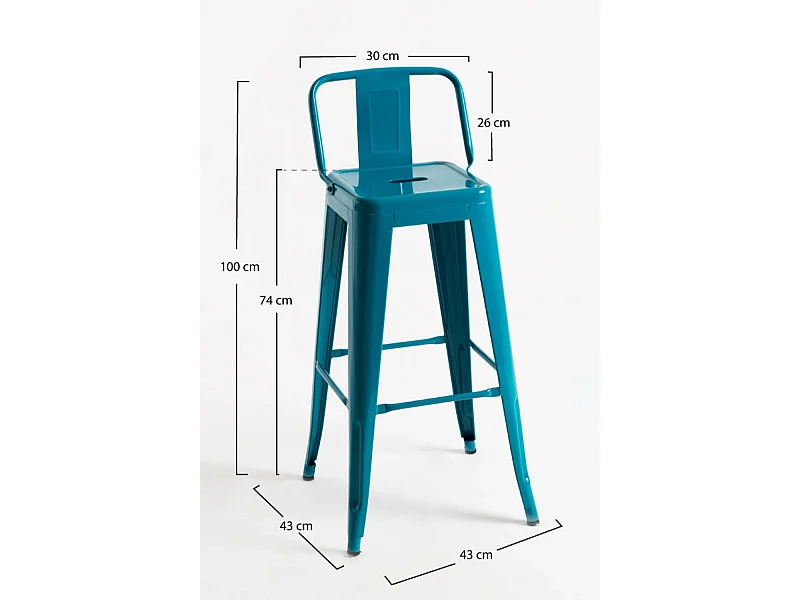 Lote de 2 Taburetes Torix Respaldo - Verde azulado