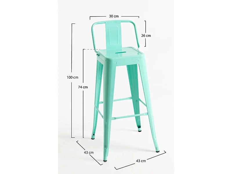 Lote de 4 Taburetes Torix Respaldo - Verde menta