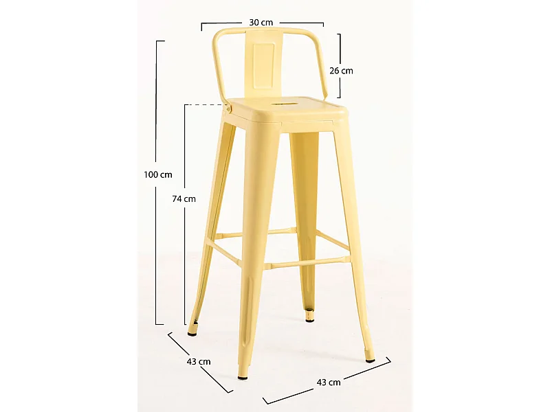 Lote de 4 Taburetes Torix Respaldo - Amarillo Cuarzo