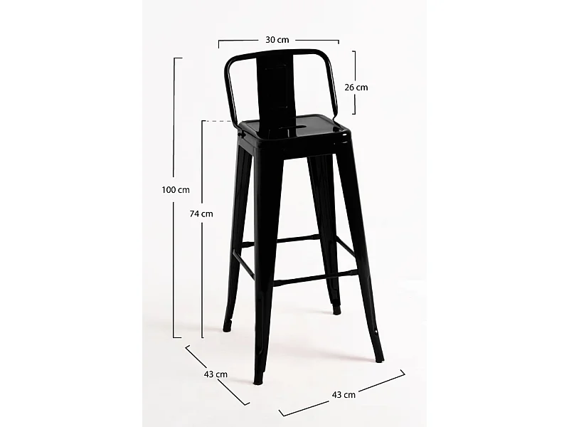 Lote de 2 Taburetes Torix Respaldo - Negro