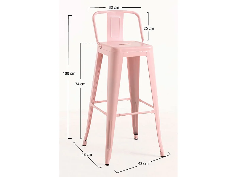 Lote de 2 Taburetes Torix Respaldo - Rosa Algodón de Azúcar