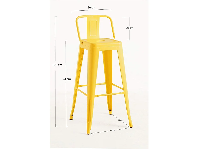 Lote de 2 Taburetes Torix Respaldo - Amarillo Cuarzo
