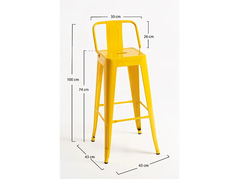 Lote de 4 Taburetes Torix Respaldo - Amarillo