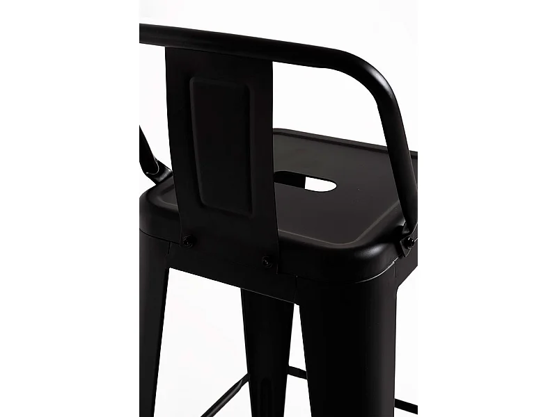 Lote de 4 Taburetes Torix Respaldo - Negro mate