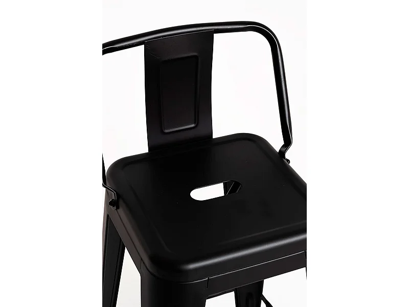 Lote de 4 Taburetes Torix Respaldo - Negro mate