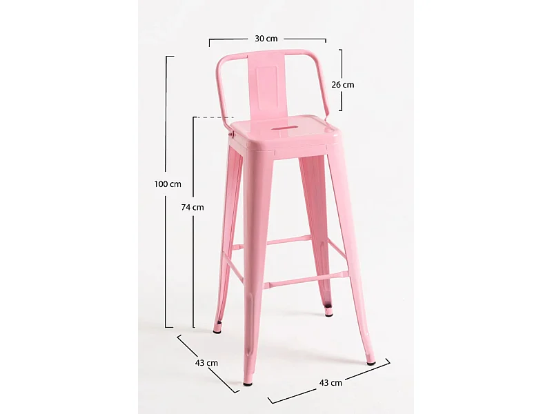 Lote de 2 Taburetes Torix Respaldo - Rosa