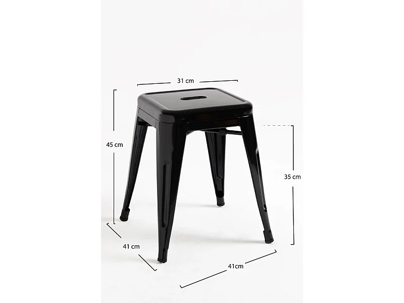 Lote de 6 Taburetes Torix Pequeños - Negro