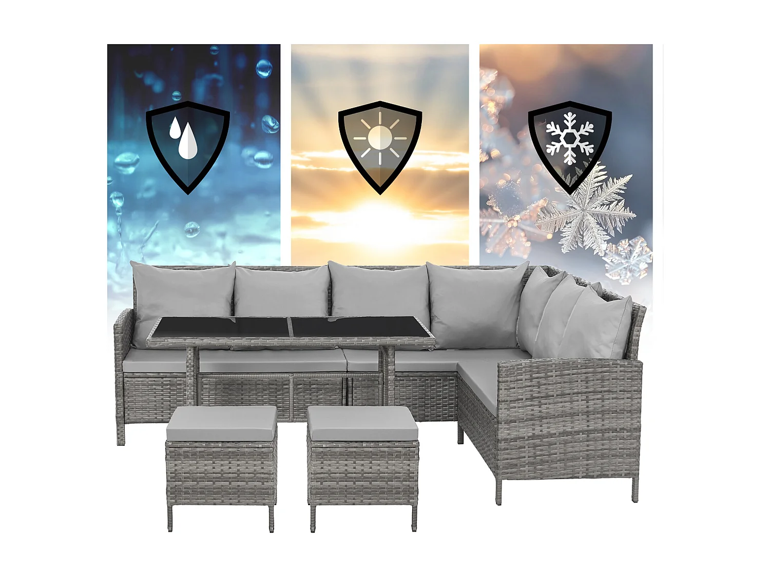 Ensemble de meubles de jardin en poly rotin