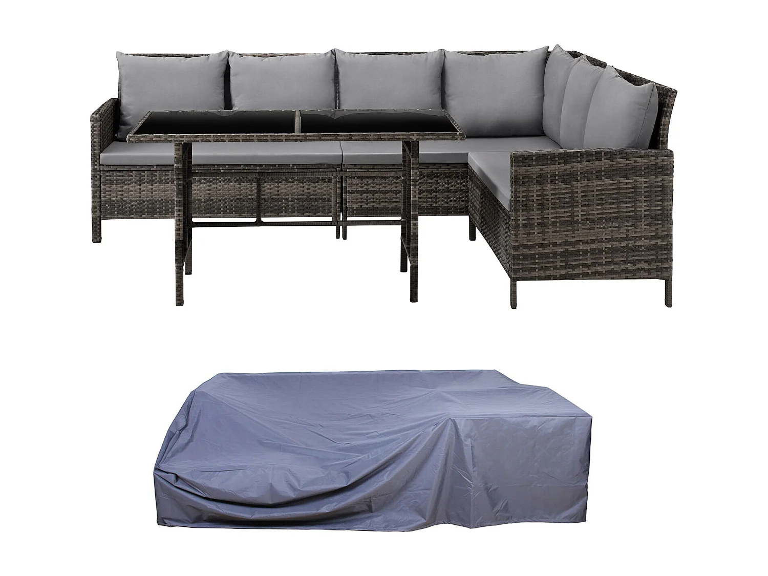 Set Poly Rotin Salon de jardin avec Housse