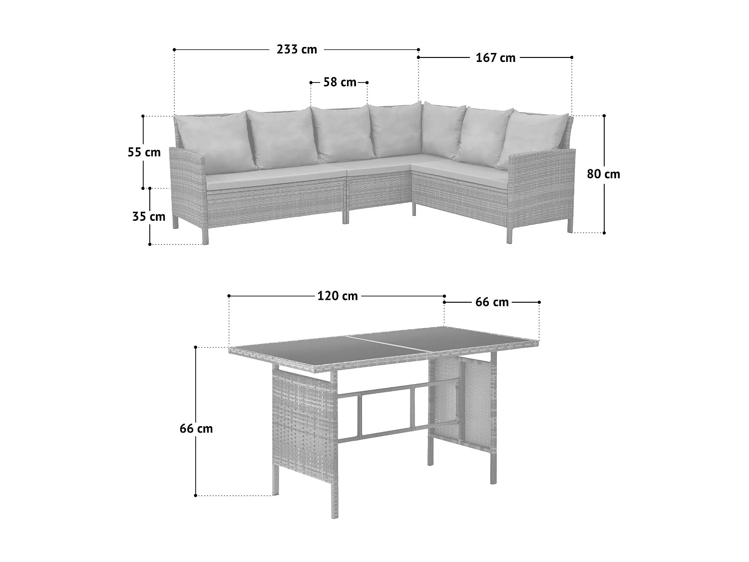 Set Poly Rotin Salon de jardin avec Housse