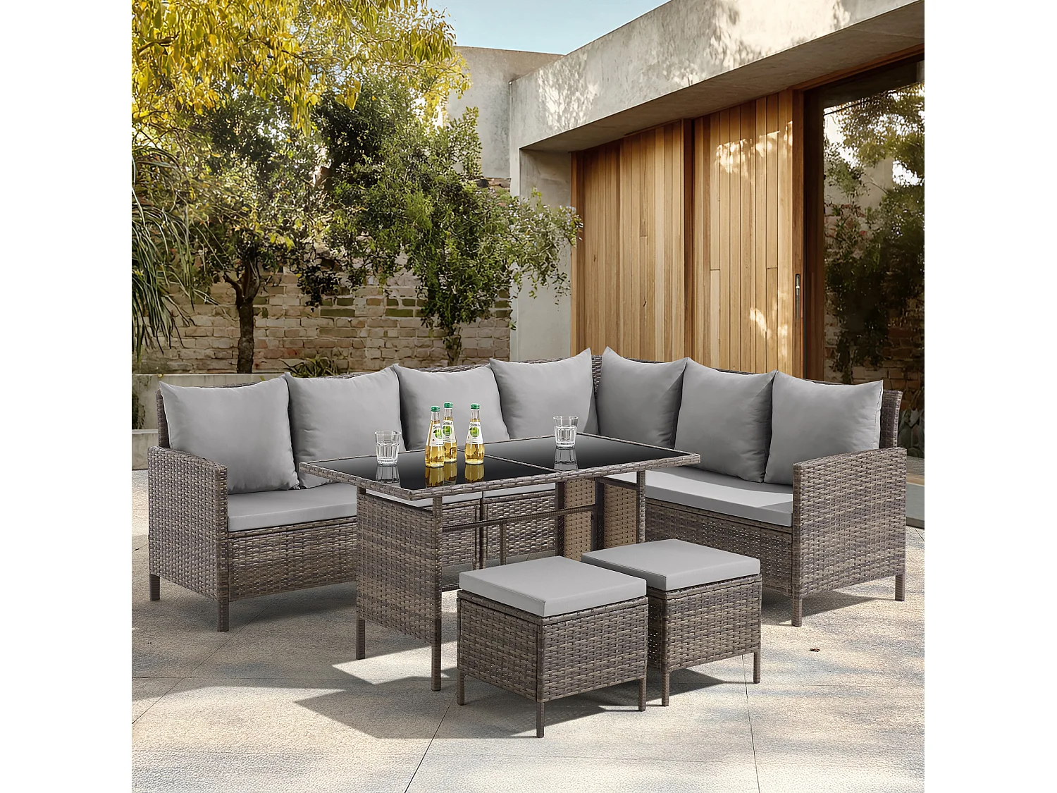 Ensemble de meubles de jardin en poly rotin