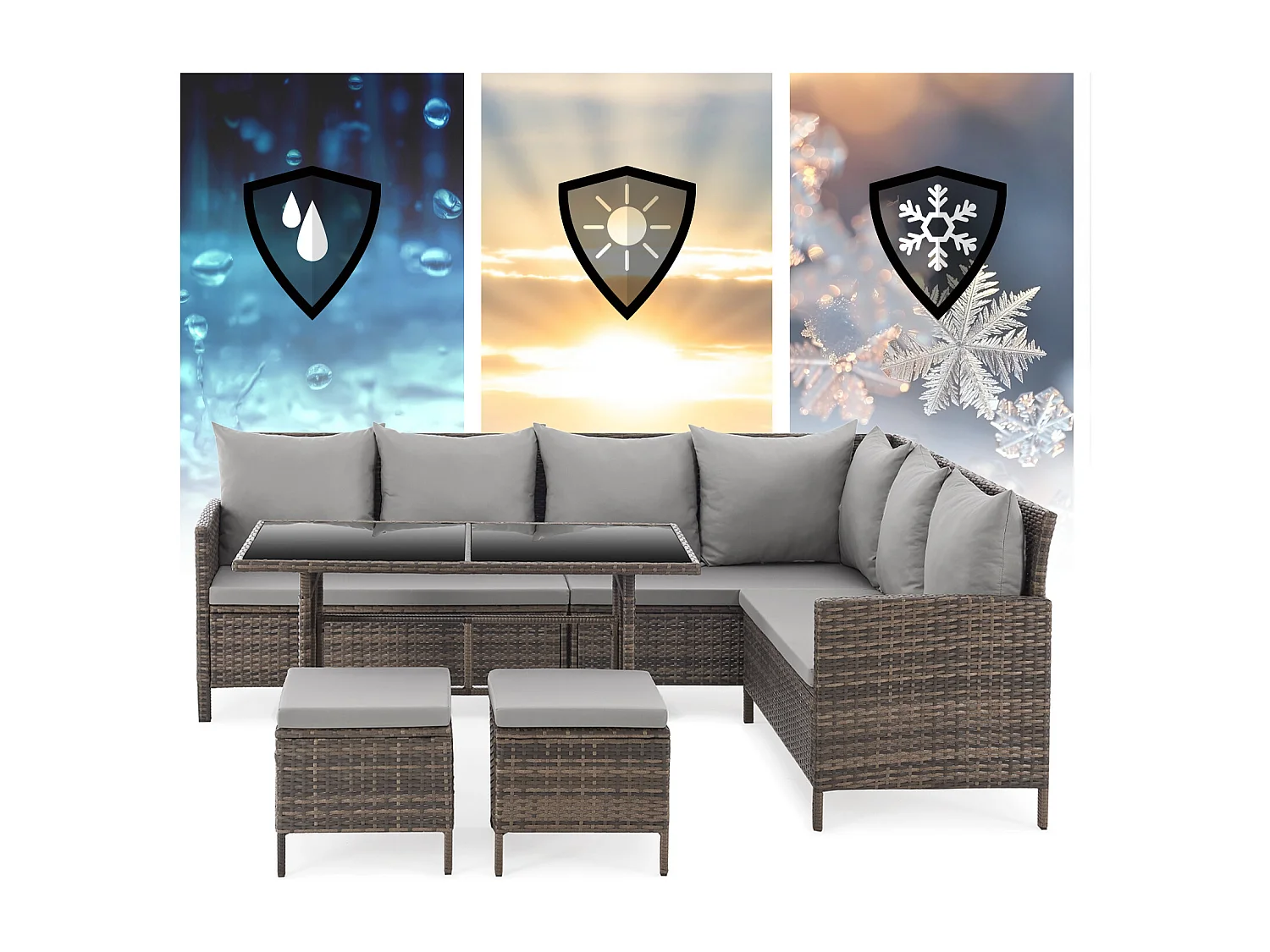 Ensemble de meubles de jardin en poly rotin