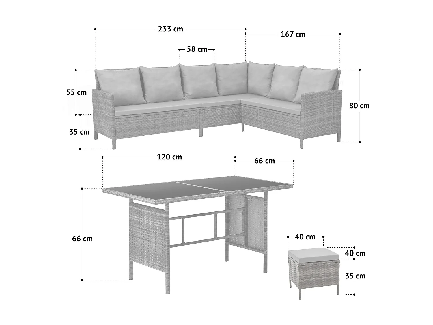 Ensemble de meubles de jardin en poly rotin