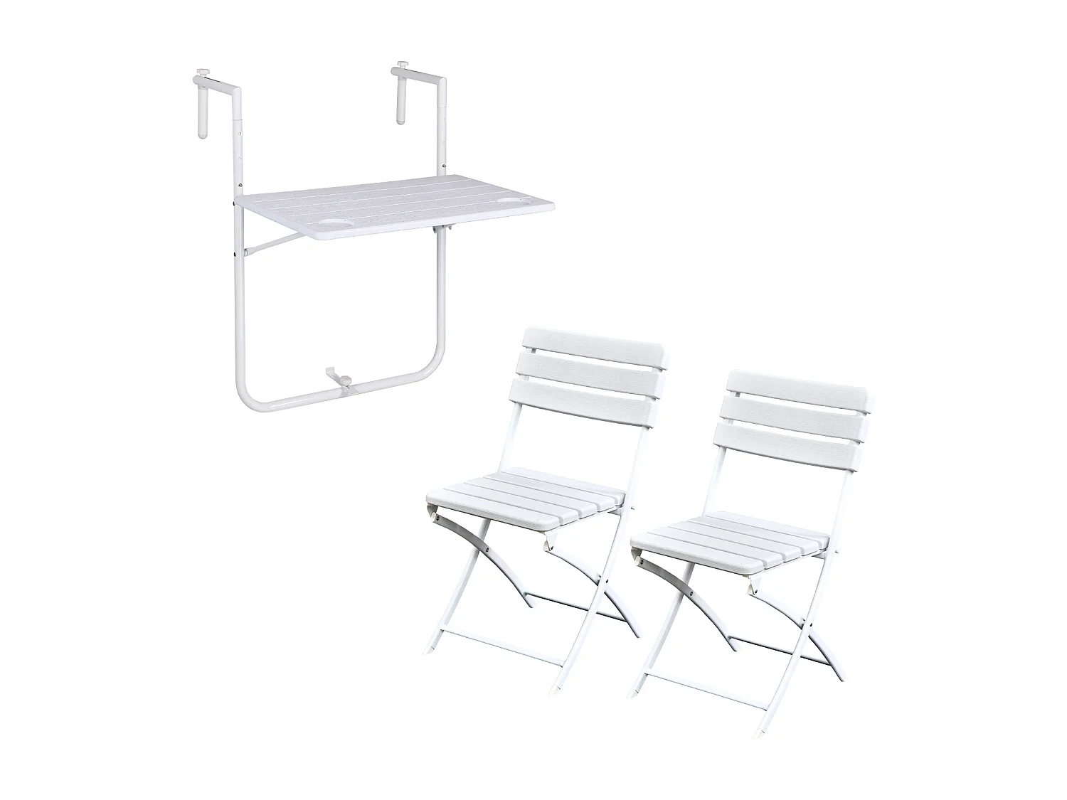 Meuble de balcon 3 pièces pliable 1 table 2 chaises