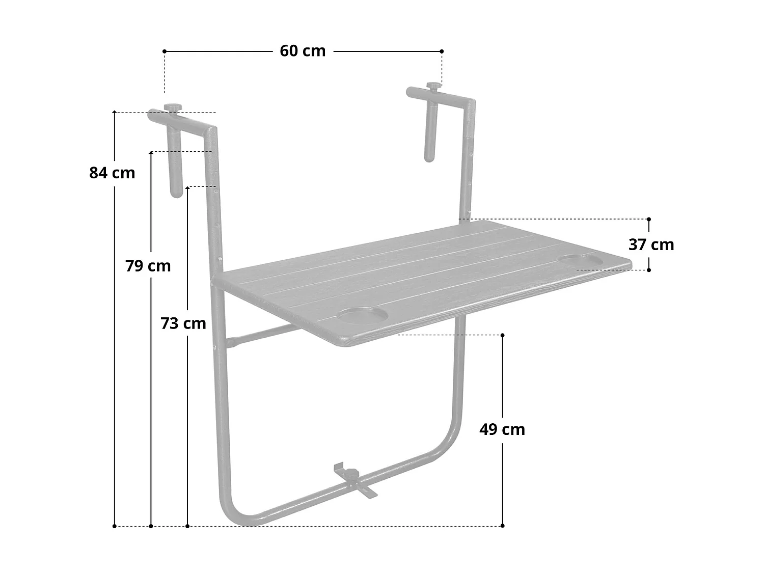 Meuble de balcon 3 pièces pliable 1 table 2 chaises