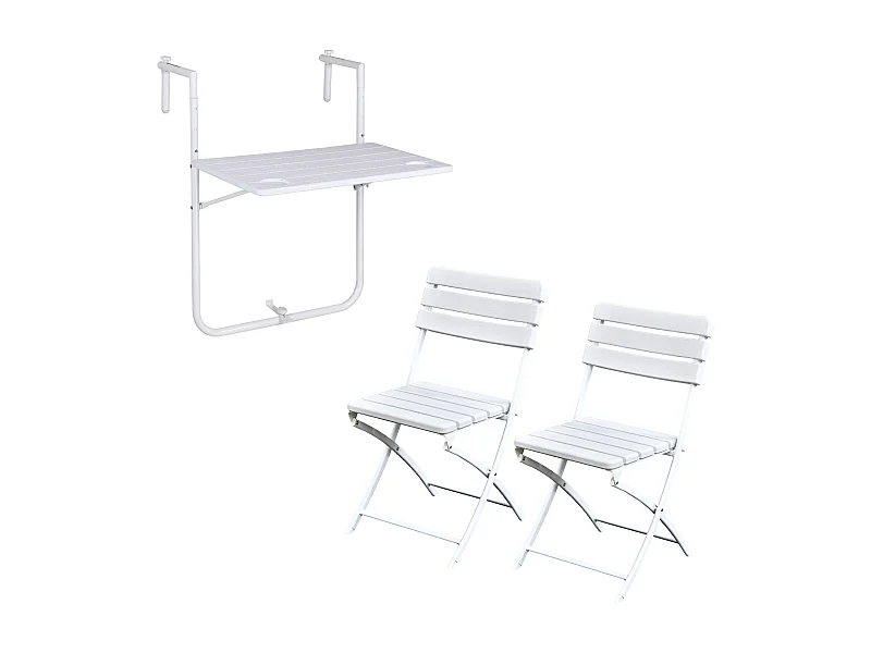 Meuble de balcon 3 pièces pliable 1 table 2 chaises