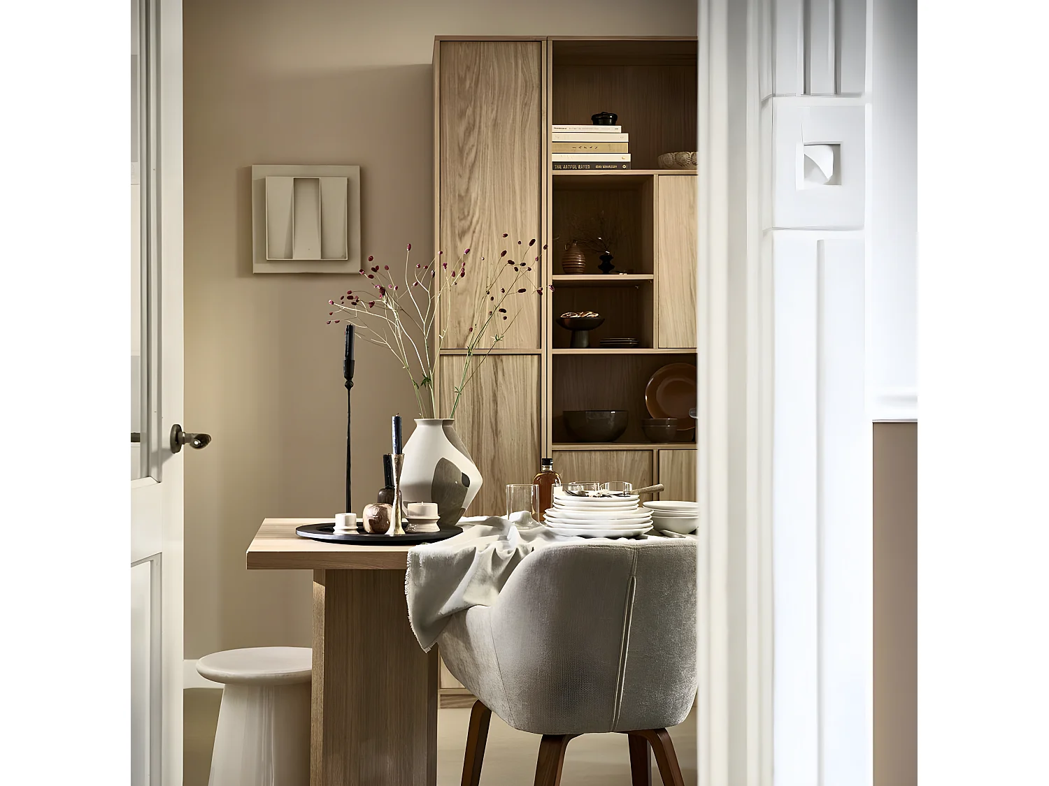 Modulair - Colonne de rangement 2 portes en bois H199cm - Bois clair