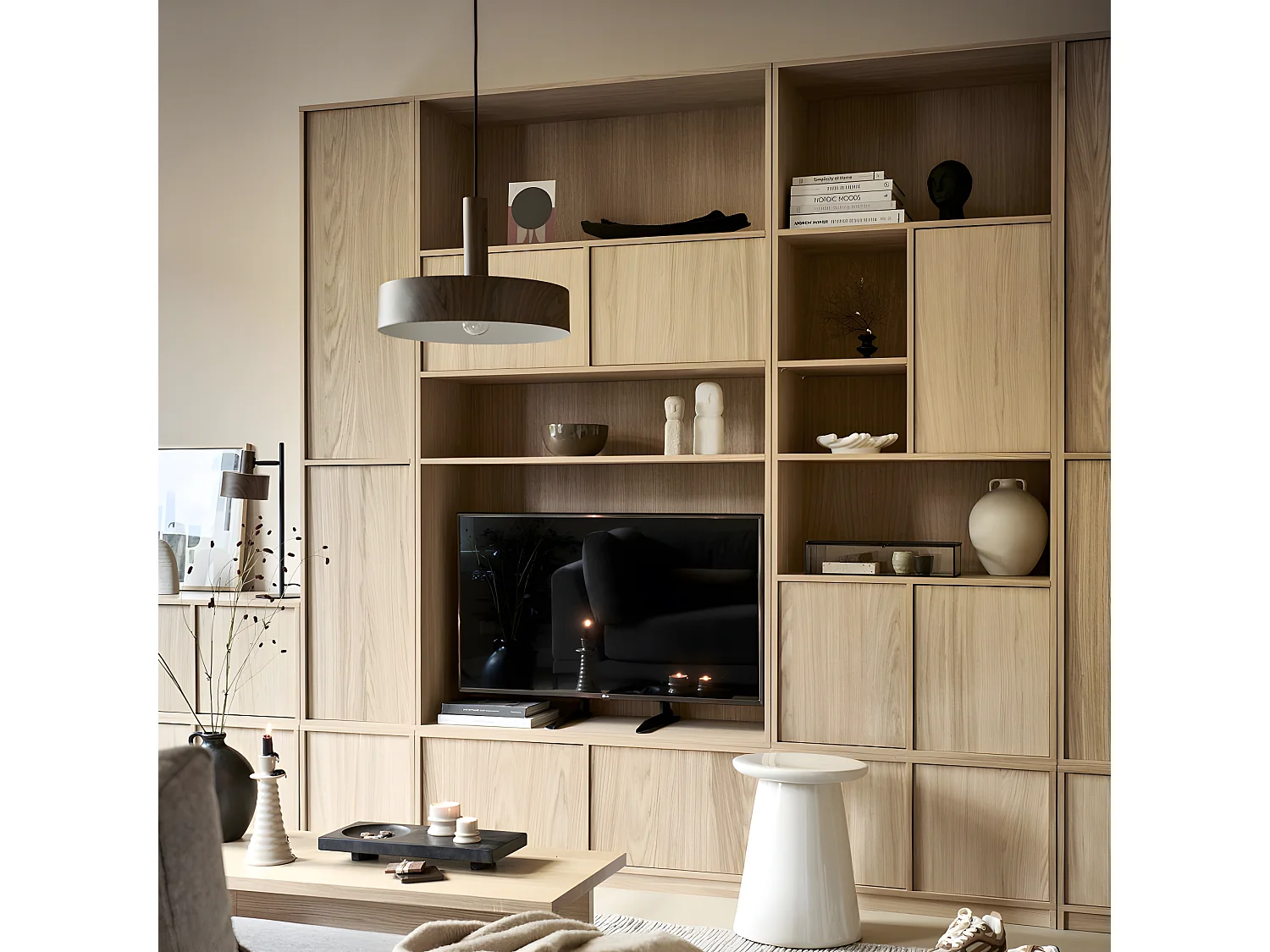 Modulair - Bibliothèque 2 portes en bois H199cm - Bois clair