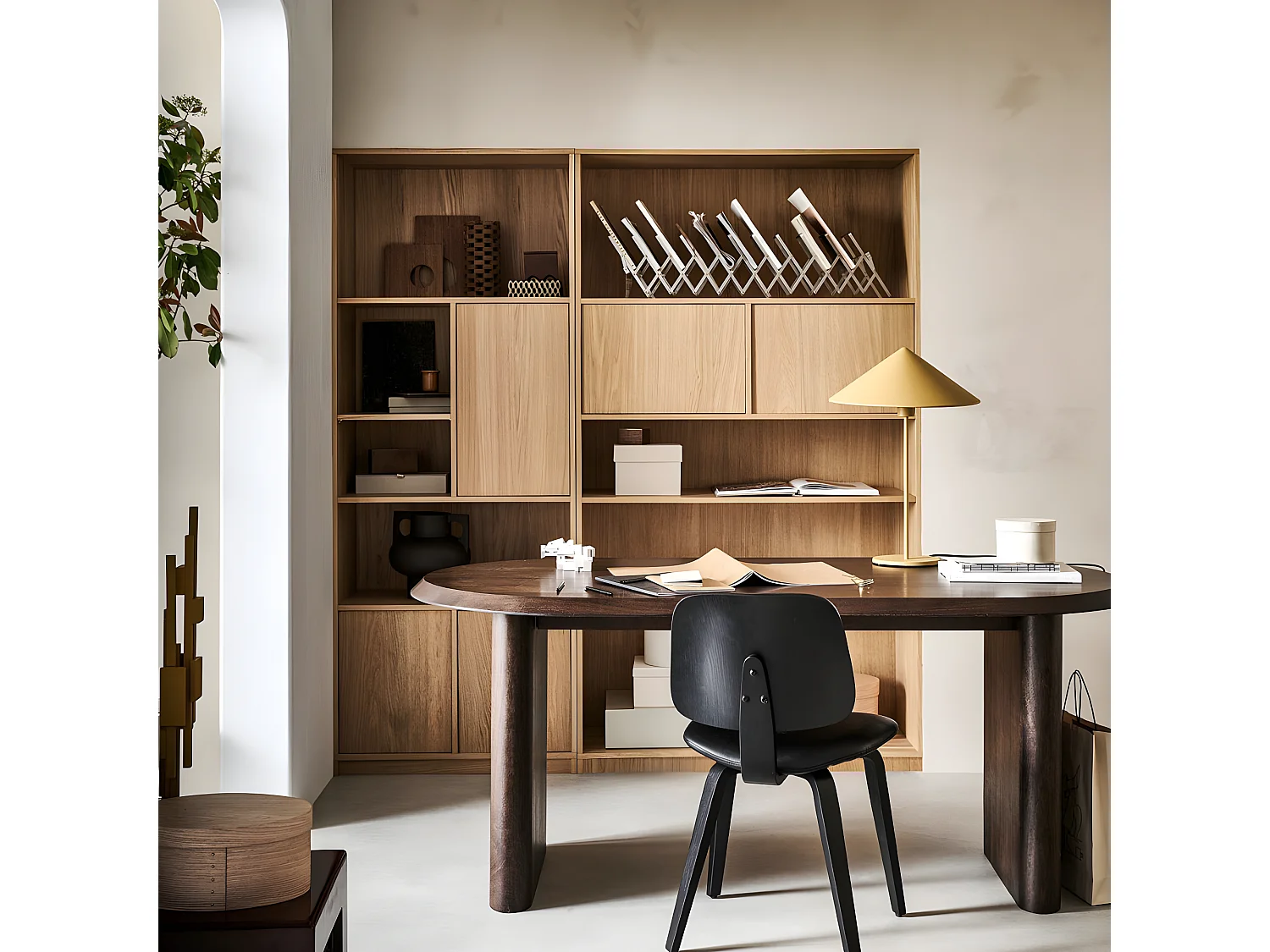 Modulair - Bibliothèque 2 portes en bois H199cm - Bois clair