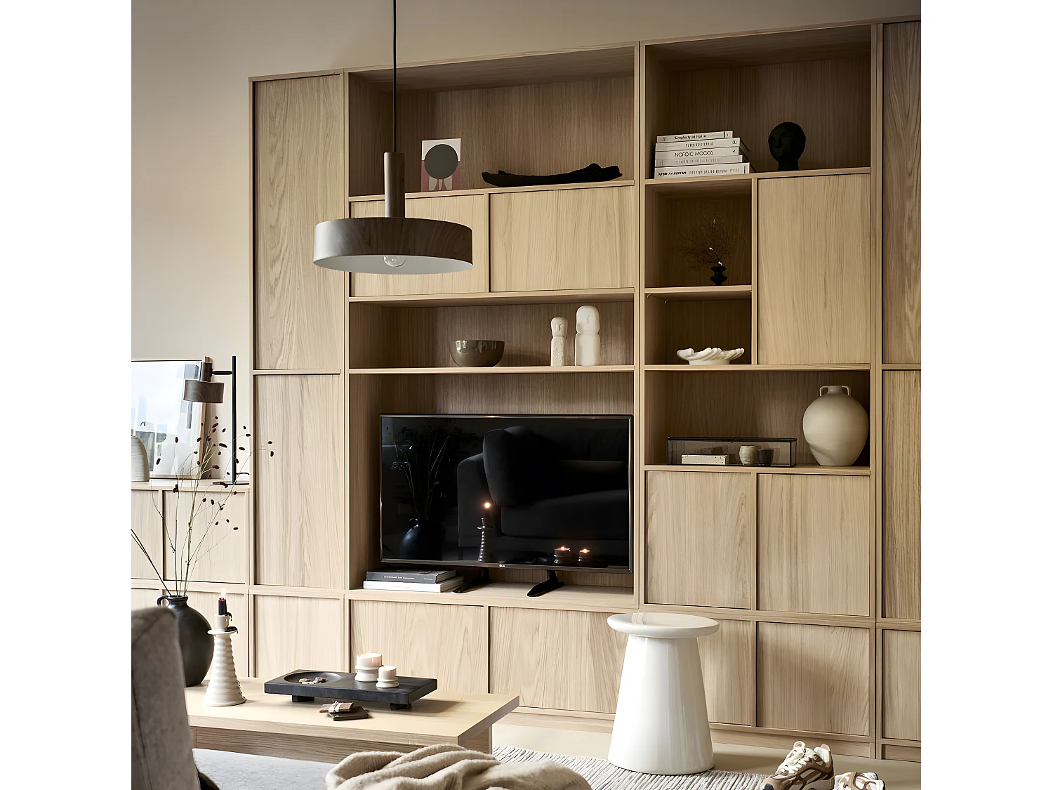 Modulair - Bibliothèque 3 portes en bois H199cm - Bois clair