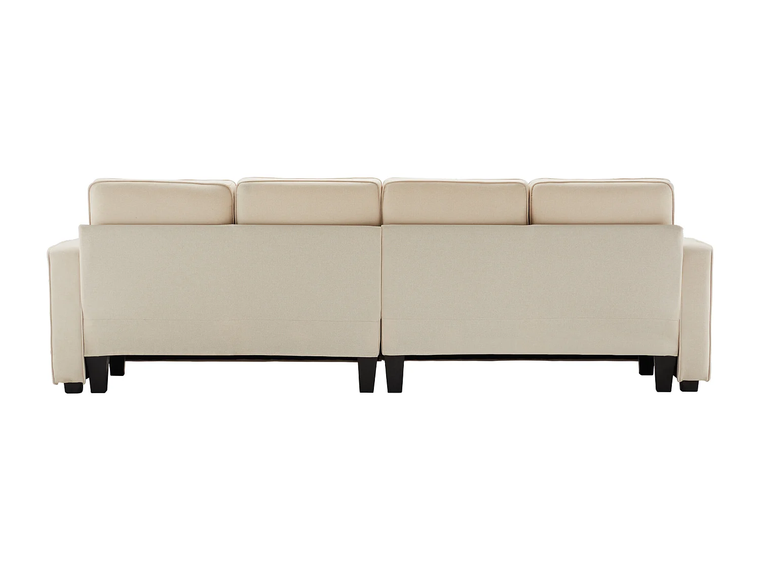 Canapé moderne 4 places en tissu lin, canapé 4 places avec poches d'accoudoir et 4 coussins, canapé minimaliste.