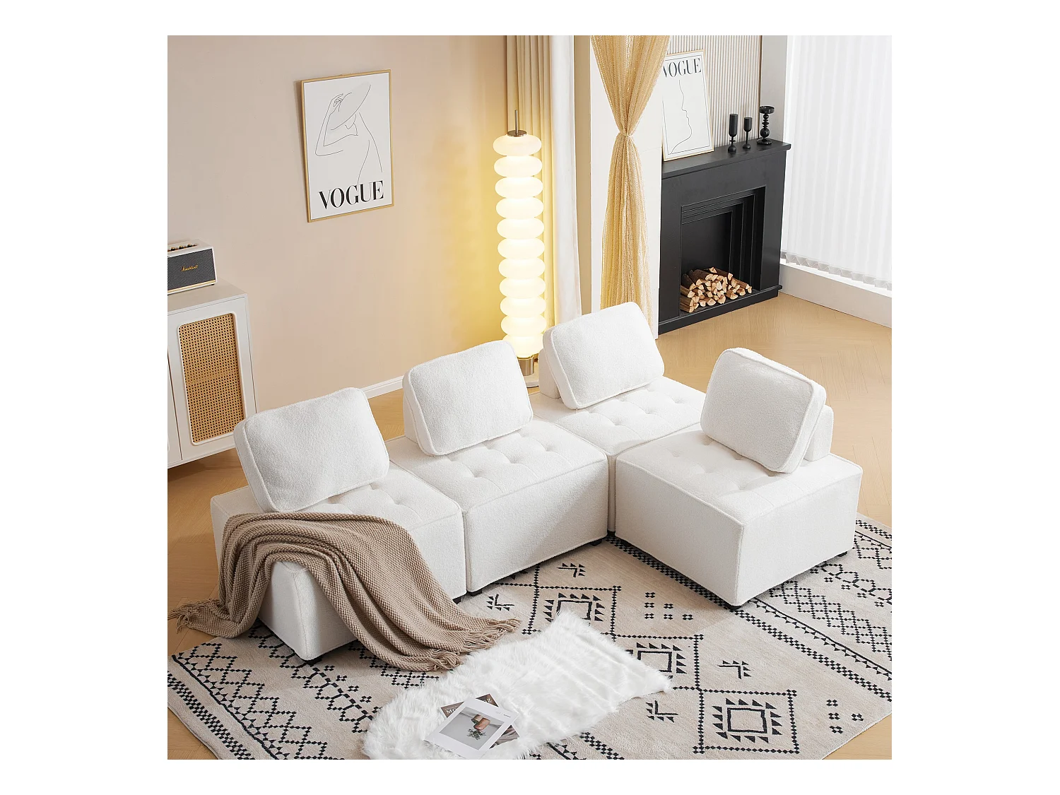 Sofá individual para 4 personas, sofá combinado de salón, sillón de ocio, sillón sin brazos, sofá combinado, sofá patchwork