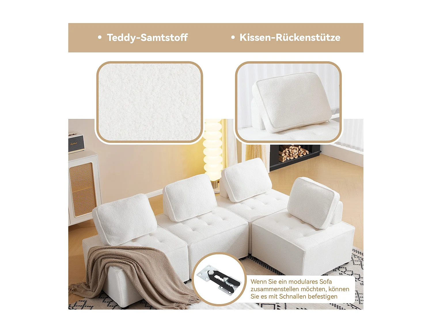 Sofá individual para 4 personas, sofá combinado de salón, sillón de ocio, sillón sin brazos, sofá combinado, sofá patchwork
