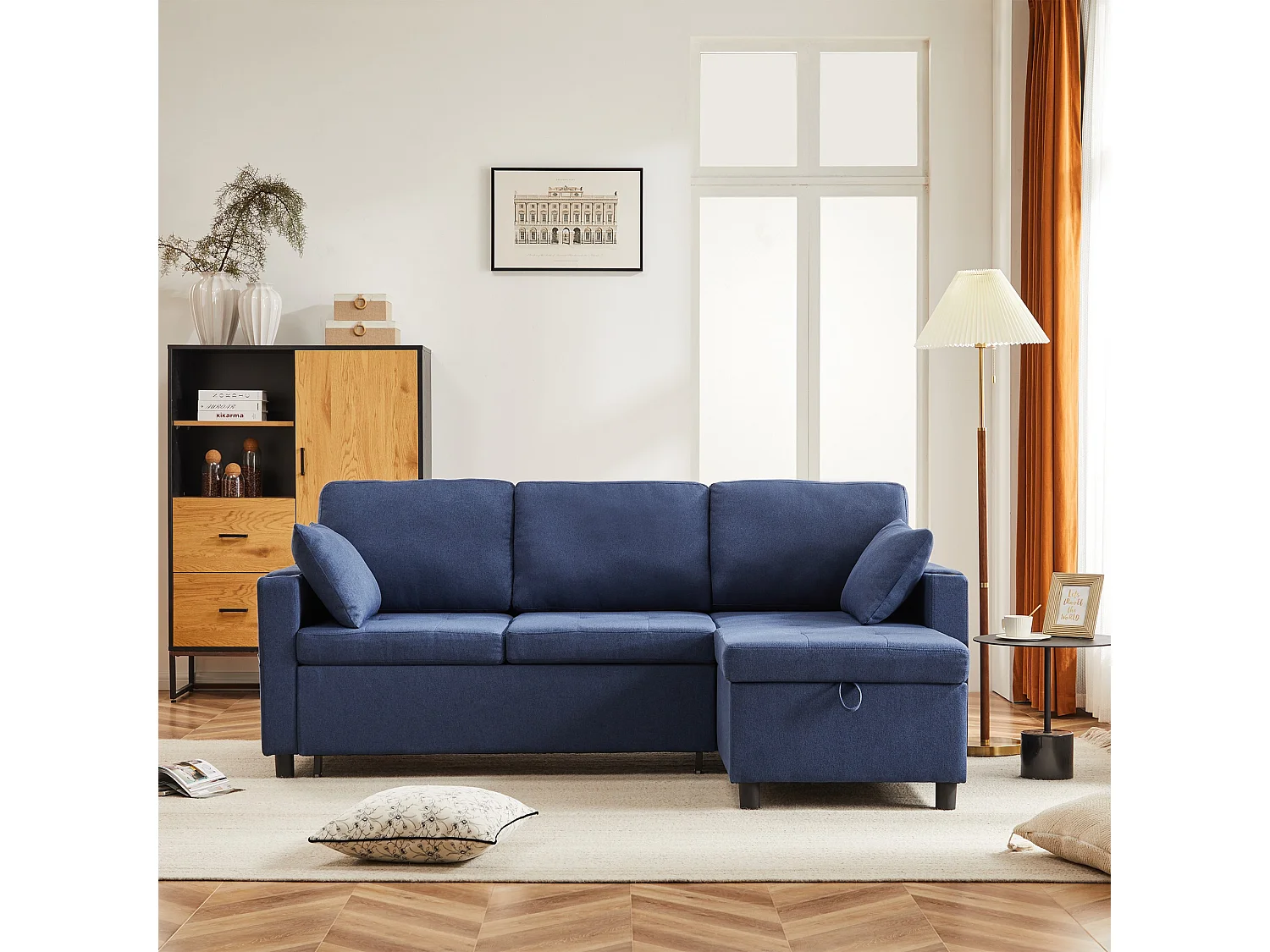 Canapé-lit avec fonction de couchage, Canapé en L, Meubles rembourrés au design moderne, Canapés et causeuses avec espace de rangement