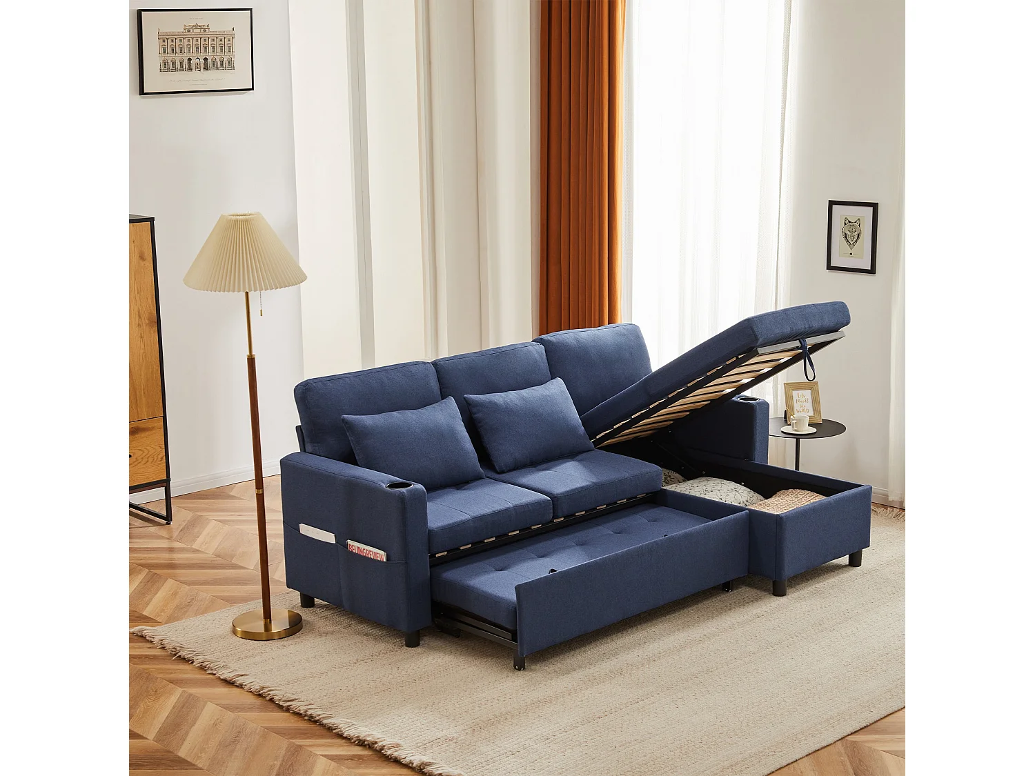 Canapé-lit avec fonction de couchage, Canapé en L, Meubles rembourrés au design moderne, Canapés et causeuses avec espace de rangement