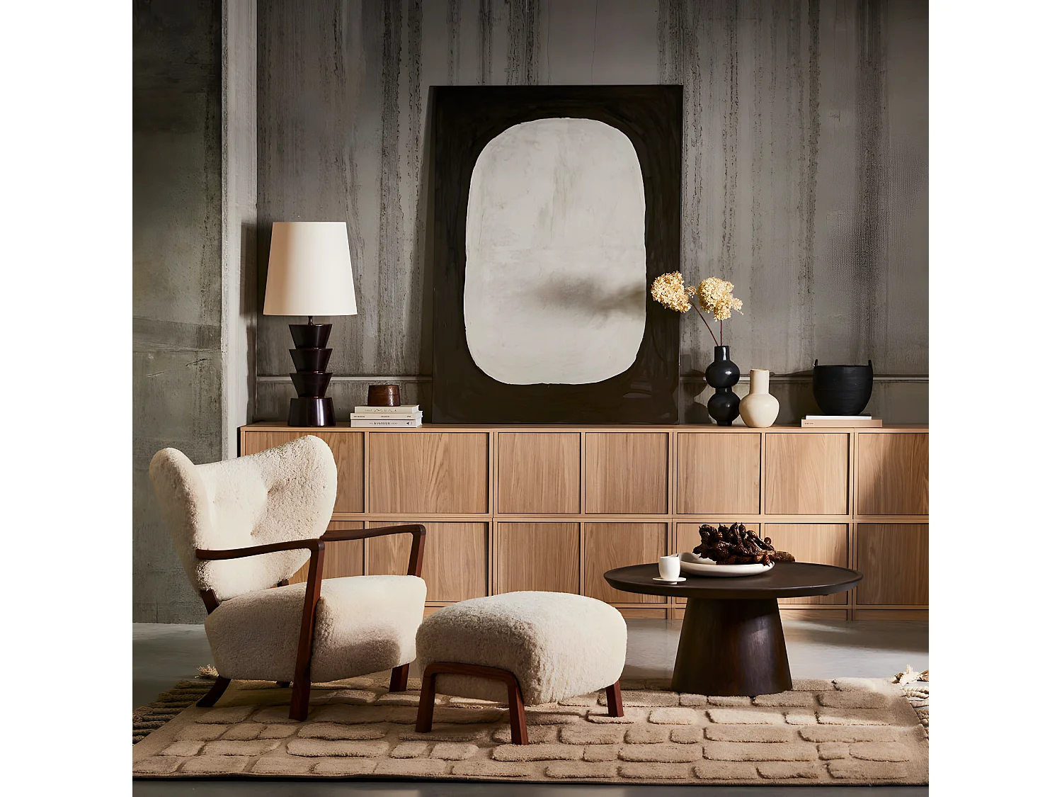 Modulair - Meuble TV 2 portes en bois L77cm - Bois clair