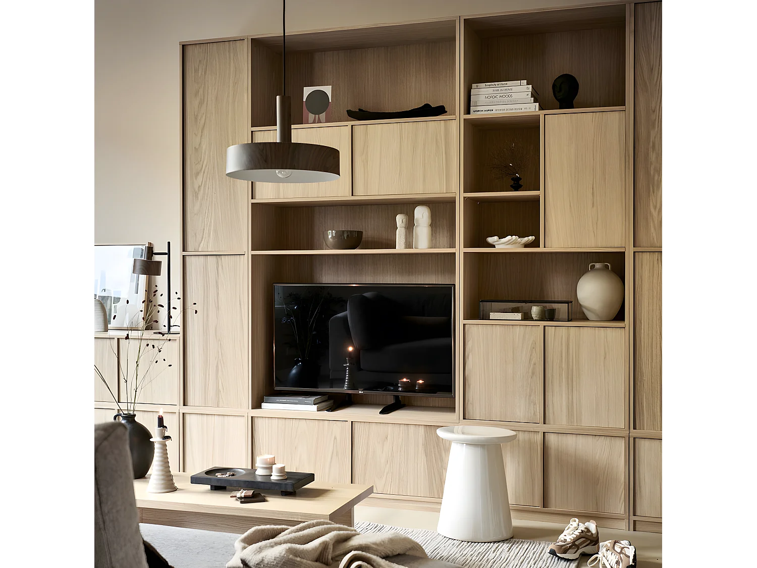 Modulair - Meuble TV 2 portes en bois L110cm - Bois clair