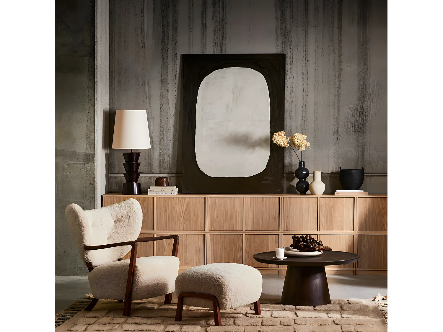 Modulair - Meuble TV 2 portes en bois L110cm - Bois clair