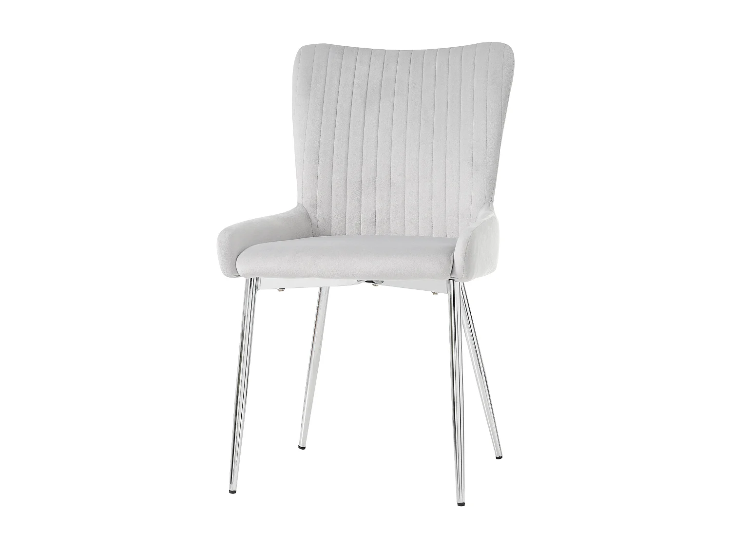 Esszimmerstuhl aus Samt, 6er-Set, Wohnzimmerstuhl mit vier Beinen aus silbernem Metall, grau