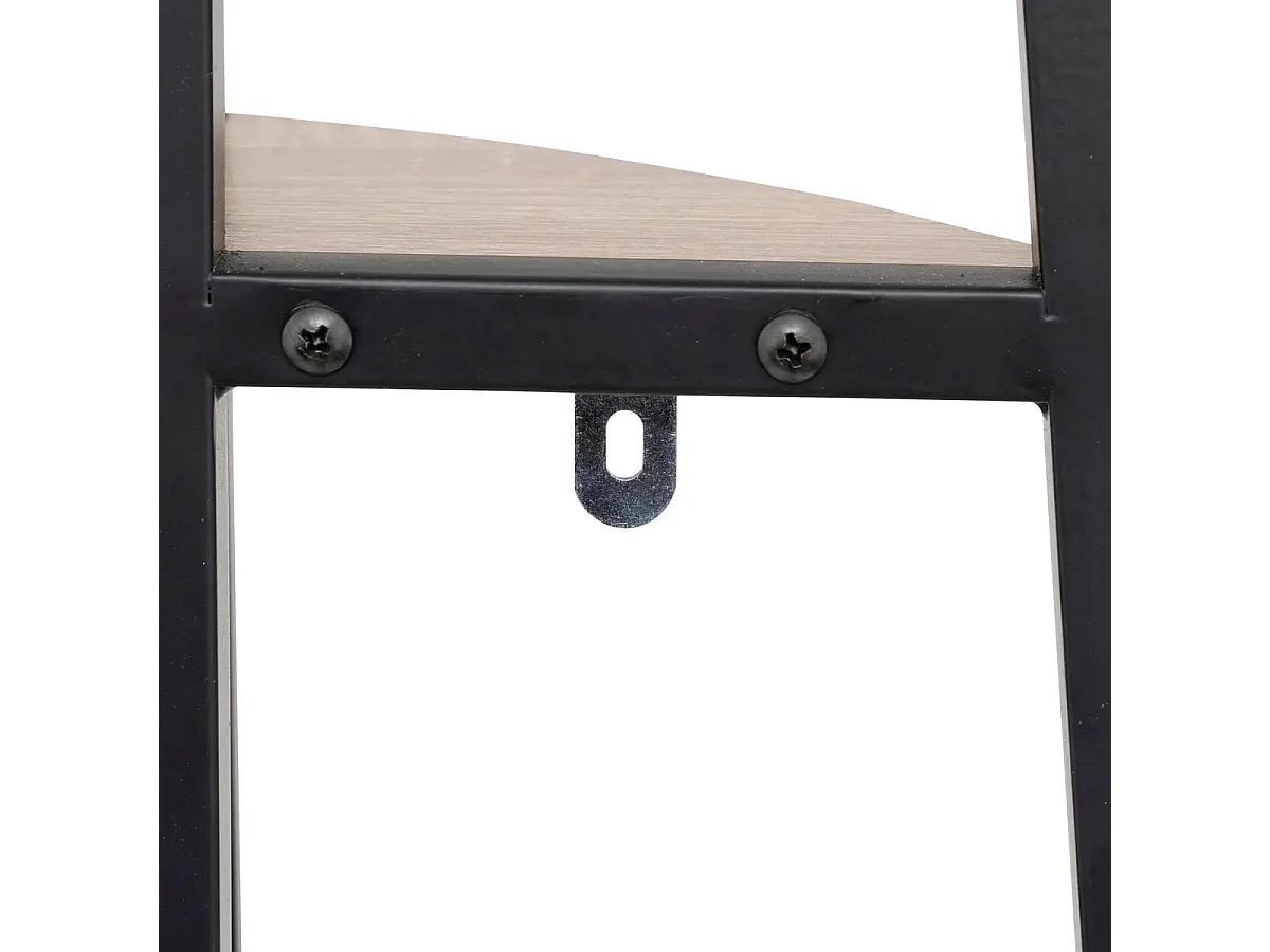 Meuble Étagère d'angle 5 niveaux Effet bois naturel et Métal noir H 180 cm
