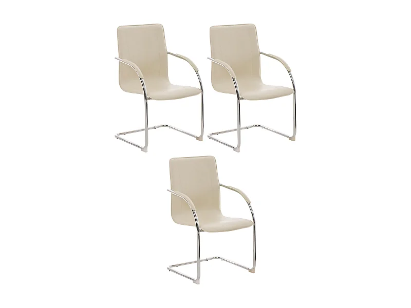 Lot de 3  chaises oscillantes - Similicuir & Nature - Crème - Melina
