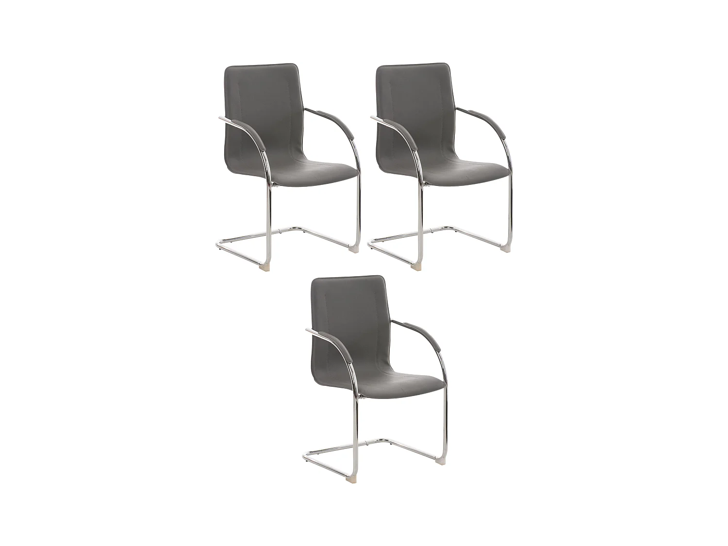 Lot de 3  chaises oscillantes - Similicuir & Nature - Gris - Melina