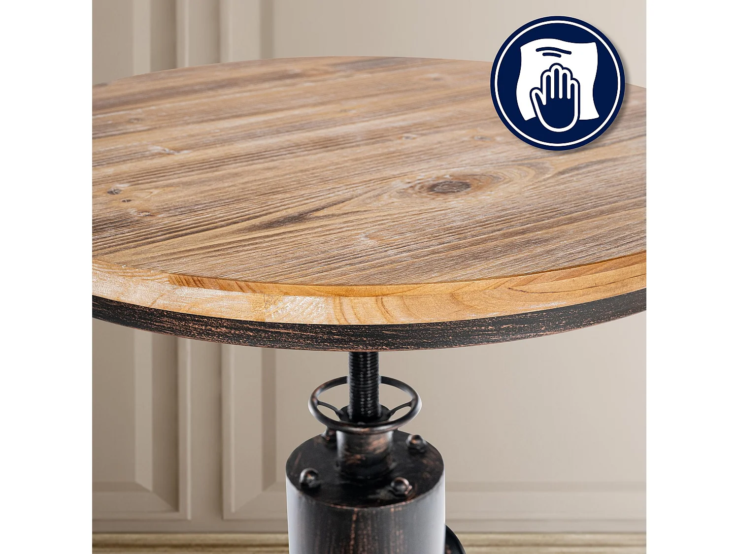 Table haute de bar - rond Ø 54 cm - Métal - Bronze - Ruhr