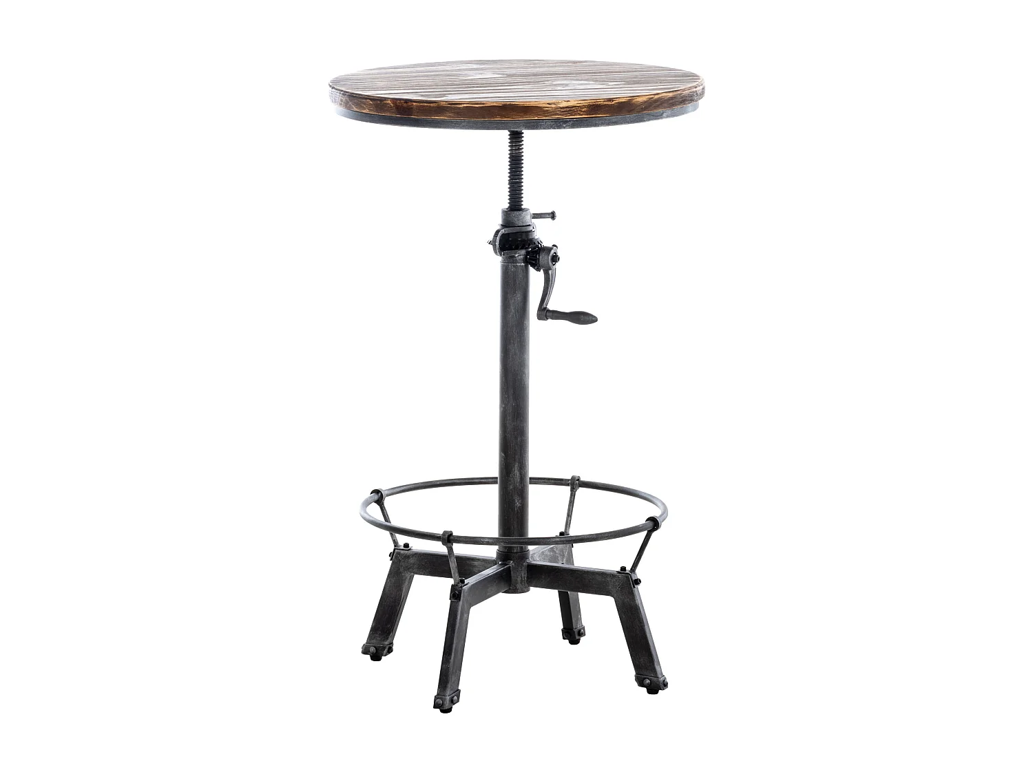 Table haute de bar - rond - Bois - Argent antique - Malita