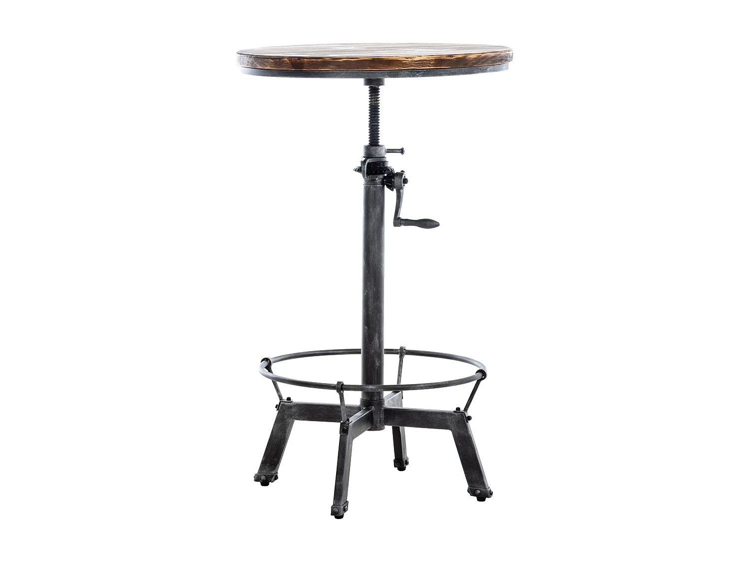 Table haute de bar - rond - Bois - Argent antique - Malita