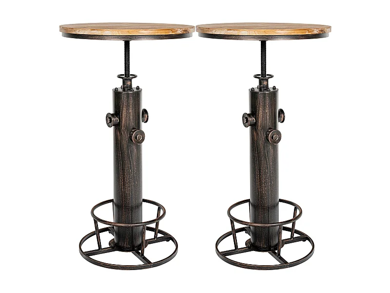 Lot de 2  Table haute - rond Ø 54 cm - Métal - Bronze - Ruhr