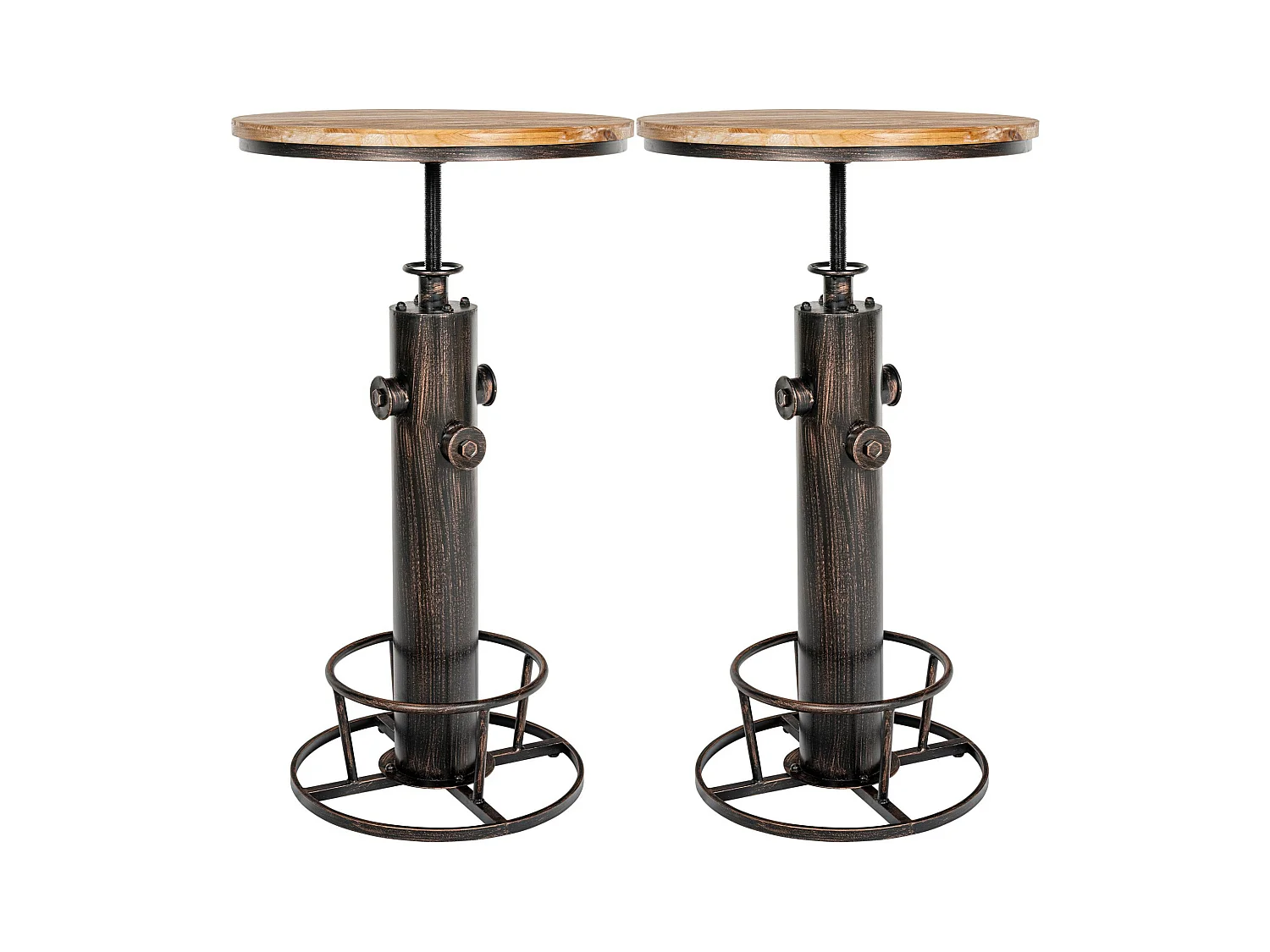 Lot de 2  Table haute - rond Ø 54 cm - Métal - Bronze - Ruhr