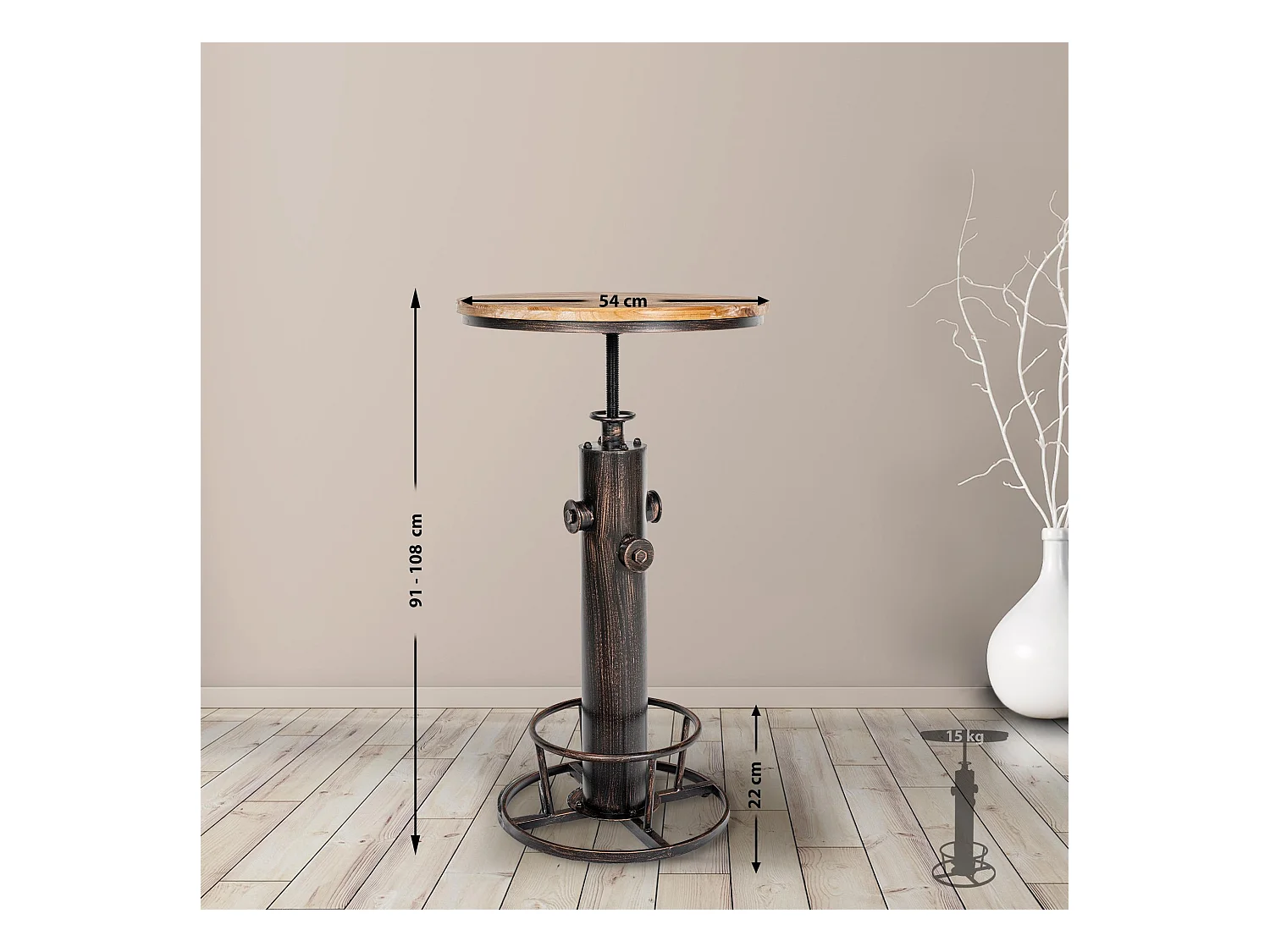 Lot de 2  Table haute - rond Ø 54 cm - Métal - Bronze - Ruhr