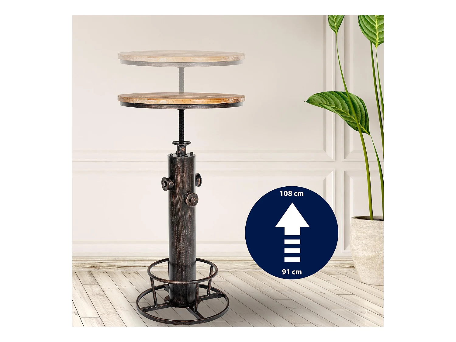 Lot de 2  Table haute - rond Ø 54 cm - Métal - Bronze - Ruhr