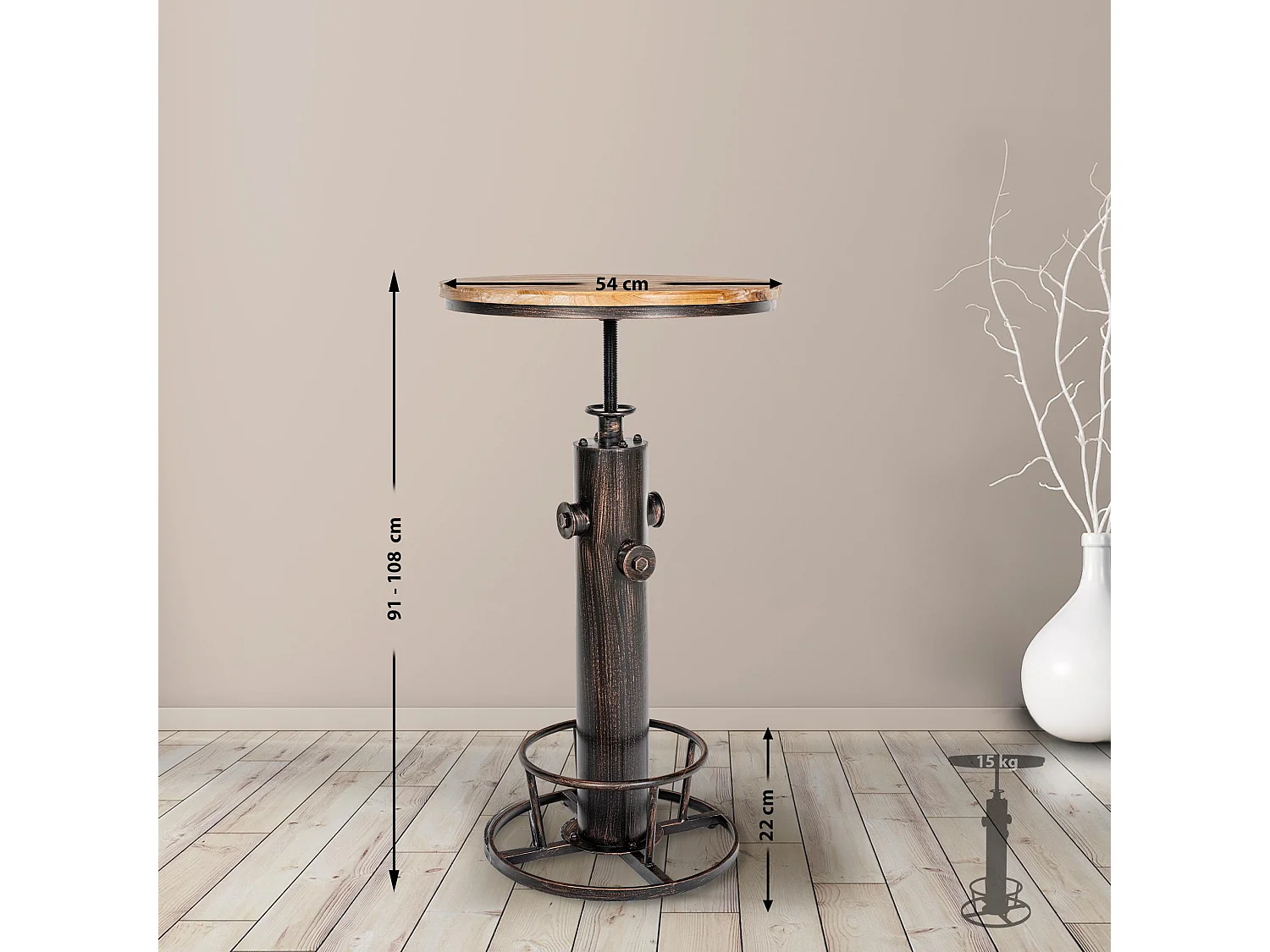 Lot de 2  Table haute - rond Ø 54 cm - Métal - Bronze - Ruhr