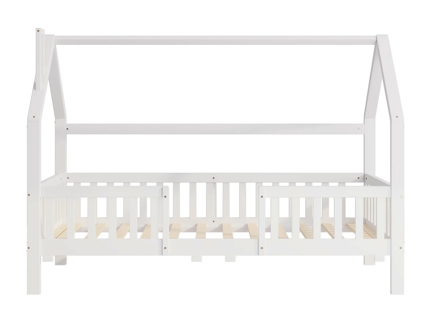 Letto singolo per bambini con camino, rete a doghe massicce, 90 x 200 cm, bianco