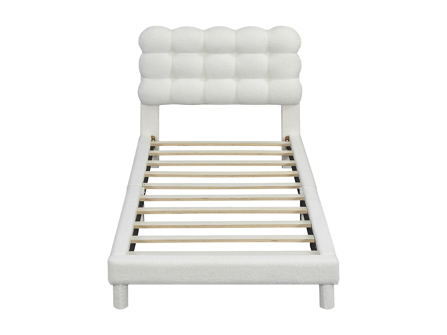 Cama acolchoada para adulto 180 x 912 cm, sem cabeceira, com faixa LED (monocromática), base com suspensão hidráulica, bege.