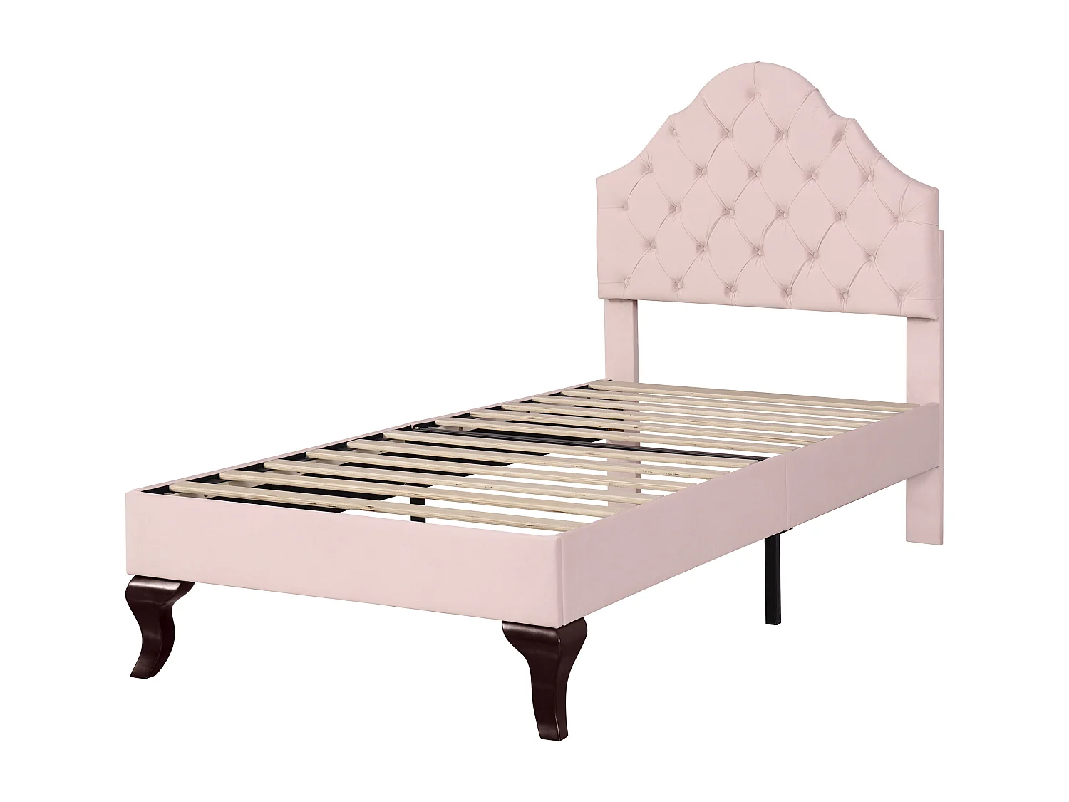 Lit d'enfant 90*200, avec sommier à lattes et tête de lit, simple, velours, rose