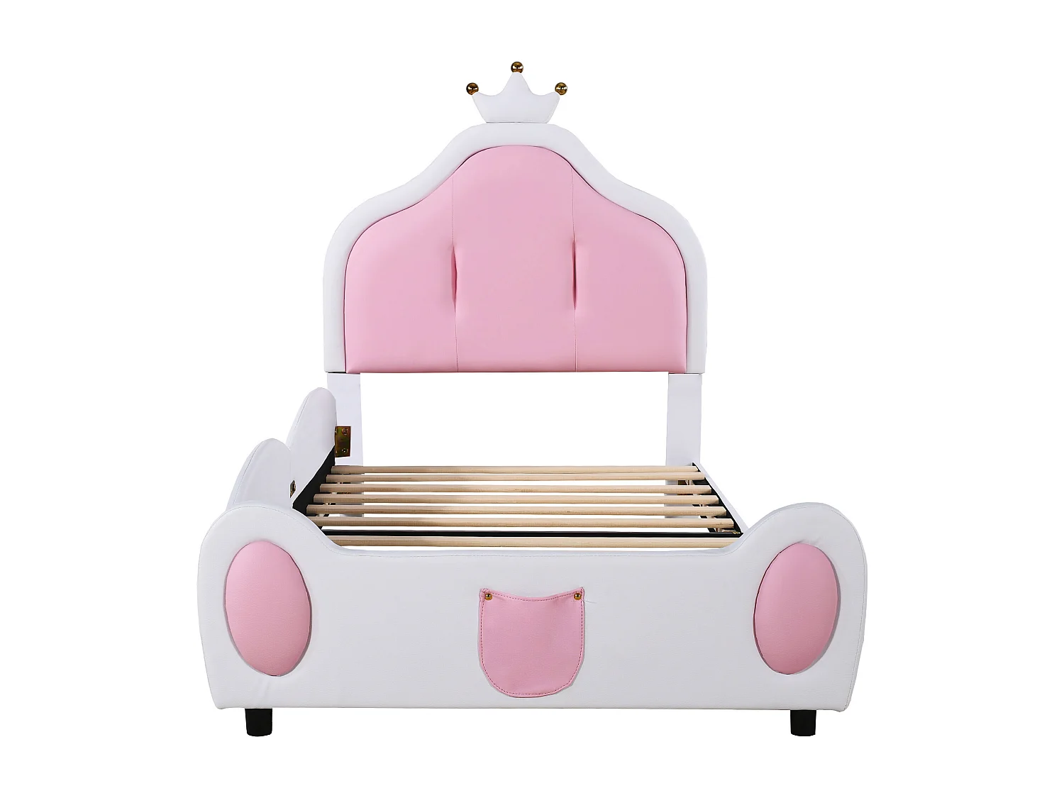 Cama infantil 90*200 cm, diseño patchwork bicolor, tejido imitación piel, blanco