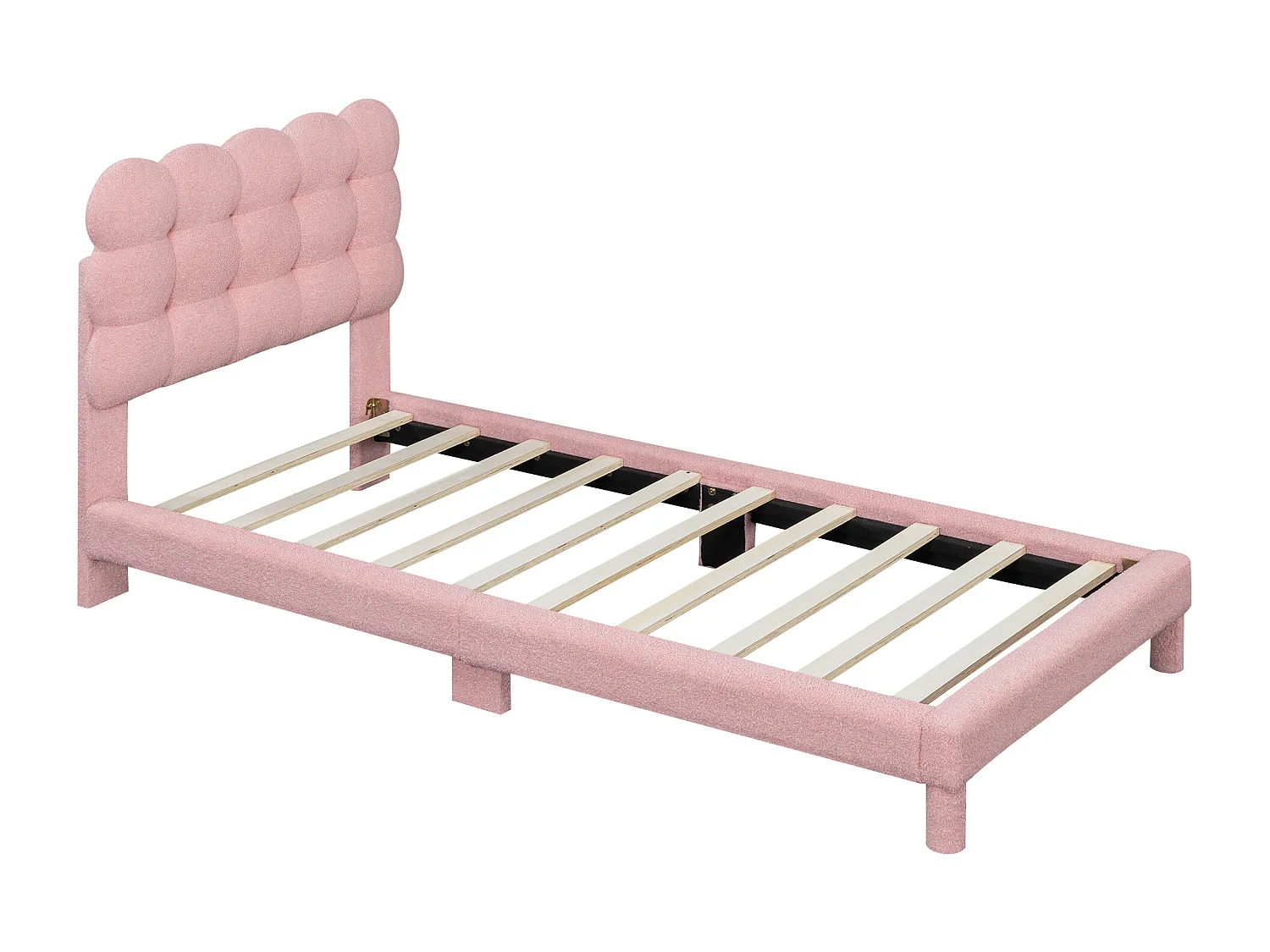 90*200 cm Lit capitonné, tête de lit confort, finition rose, style minimaliste, rose