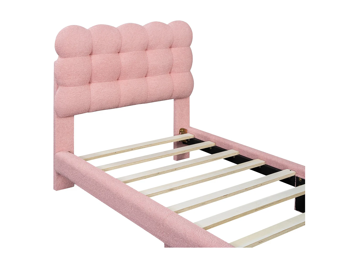 90*200 cm Lit capitonné, tête de lit confort, finition rose, style minimaliste, rose